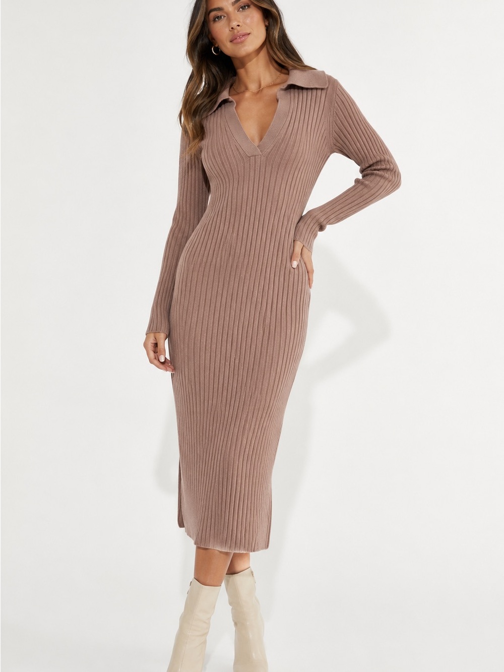 NWT RETAIL $425 Vince Mauve Chocolate Sweater Dress Medium